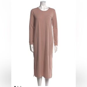 Cuyana French Terry Midi Dress Pima Cotton Blend Long Sleeve Blush Pink S: Small